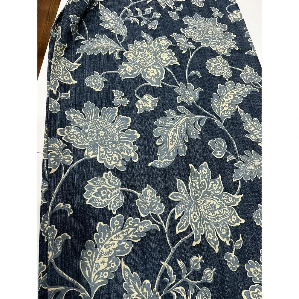 Waverly Home Classics Blue Indigo Indian Print Euc 84 X 42  Cotton Two Panels